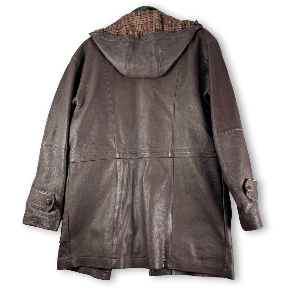 WB Place & Co Mens Brown Deerskin Leather Toggle Duffle Coat Sz L Large - Picture 3 of 6